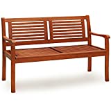 cucunu 4 Foot Wooden Garden Bench 2 Seater in Solid Honey-Brown Eucalyptus Wood I Outdoor Park Bench Ideal for Patio, Porch or Balcony I Outside Bench