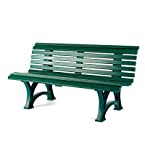 Plow & Hearth German-Made, Weatherproof Resin 3-seat Garden Bench, Ergonomic Design, Holds Up to 500 lbs, Weighs 46 lbs, Green, 59" L x 26½"W x 31½"H