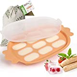 haakaa Candy Silicone Baby Food Freezer Tray,Breastmilk Freezer Tray with Lid,Baby Sausage Mold,Food Storage Container for Homemade Baby Food,with lid,9 Compartment,Orange