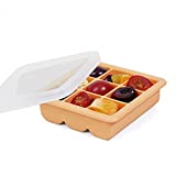 haakaa Baby Food and Breast Milk Freezer Tray, Silicone Freezer Tray with Lid, Baby Food Storage Container, Perfect for Homemade Baby Food, Vegetable & Fruit Purees, 9 x 1.2 oz, Apricot