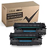 V4INK Compatible 49A 53A Toner Cartridge Replacement for HP Q5949A Q7553A for use with HP 1320 1320n P2015dn P2015 P2015n 3390 3392 1160 P2014 M2727nf MFP Printer (Black,2 Packs)