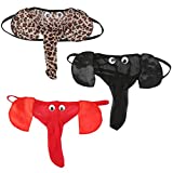 QINGD's Men Lingerie G-String T-Back Thongs Underwear Elephant Pants Briefs Bottom (Leopard,One Size)
