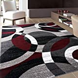 Contemporary Modern Circles Abstract Area Rug 7' 10" X 10' 2" Red