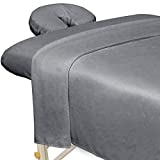 ForPro Professional Collection Premium Microfiber Massage Sheet Set, Cool Grey, Pack of 3