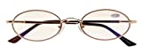 Computer Glasses Reading Eyeglasses Women Men Bendable Oval Anti Blue Ray Reader(Gold)+2.0
