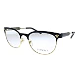 Versace VE 1268 1261_5 Matte Black Gold Metal Oval Eyeglasses 53mm