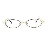 Extra Narrow Oval Metal Rim Round Retro Vintage Clear Lens Eye Glasses Gold