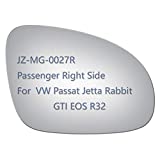 JZPOWER Side Mirror Glass fit for Volkswagen VW Passat Jetta Rabbit GTI Eos R32, Passenger Right Side RH Replacement Rearview Convex Glass, Non Heated Including Adhesive