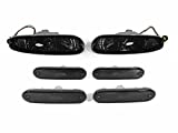 USR DEPO 90-97 MX5 Side Marker Lights - COMBO Crystal Style Smoke Bumper Turn Signal + Front + Rear Side Markers (Left+Right) Compatible with 1990-1997 Mazda MX5 Mk1 Miata (Smoked Lens, Full 6 Pieces)