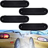 Smoked Lens Miata MX-5 LED Side Marker Lamp Light Kits for 1990-1997 Mazda Miata MX-5 & 1999-2005 Mazda Miata MX-5 Amber Front Red Rear Turn Signal Driver and Passenger Sidemarker Lamps Replacement