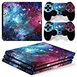 Vinyl Skin Sticker for Playstation 4 Pro, Blue Galaxy PS4 Pro Console and Controllers Skins Vinyl Sticker Decal Cover