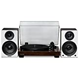 Fluance RT81 Elite High Fidelity Vinyl Turntable (Walnut) with Ai41 Powered 5" Stereo Bookshelf Speakers (White Walnut), Diamond Stylus, Belt Drive, Built-in Preamp, 90W Class D Amplifier, Bluetooth