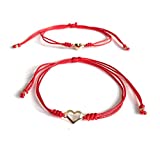 Mother and Daughter Matching Heart Bracelets Set of 2 Red String