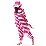 Beauty Shine Unisex Adult Cartoon Cheshire Cat Costume Halloween Onesies Plush Cosplay Pajamas (Large, Cheshire Cat)