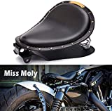 Black Leather Motorcycle Rivet Bobber Solo Seat Spring Base Plate Bracket Kit For Harley Sportster XL 883 1200 48 (Black-Rivet)