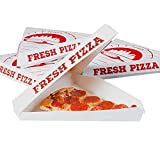 White Clay Coated Clamshell Pizza Slice Boxes Fresh Pizza Print - 20 Pack.