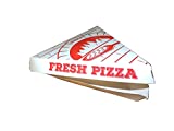 Pack of 20 White Clay Coated Clamshell Single Slice Pizza Boxes, ONLINE MONGER Brand, Decorative Graphics and Ingredient List.