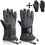devembr Advanced Ski Gloves with Removable Liner&Wrist Guards,Kevlar Material,L