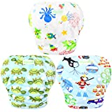 wegreeco Baby & Toddler Snap One Size Adjustable Reusable Baby Swim Diaper (Diving,Ocean,Turtle,Small,3 Pack)