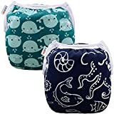 ALVABABY Swim Diapers 2pcs Reusable & Adjustable Baby Shower Gifts 0-2 Years SW18-21
