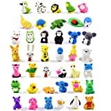 Dreamm 40 Pcs Animal Pencil Erasers Desk Pets Erasers for Kids Assorted Puzzle Mini Erasers Party Favors School Supplies Gift Award