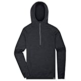 MERIWOOL Mens Base Layer Hoodie Lightweight Merino Wool Long Sleeve Thermal Charcoal Gray