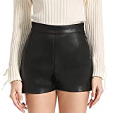 Everbellus Casual Wide Leg Shorts for Womens High Waisted Faux Leather Shorts Black Medium