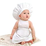 M&G House Baby White Chef Costume Photography Prop, Baby Uniform Costume Photo Props Outfits Hat + Apron(Lace, Fits 7-20 Months)