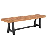 Sophia & William Outdoor Patio Acacia Wood Bench 63.0" L x 14.4" W x 17.9" H, Oil Finished Backless Wooden Garden Park Bench for Patio Porch, Modern Slim Outdoor Dining Furniture,Teak Color