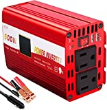 500W Power Inverter DC 12V to 110V AC Car Converter Abnormal Voice Prompt with 4.2A Dual USB and Dual AC Outlets for Mobile Devices and Home Appliances