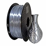 Silk Silver PLA 3D Printer Filament 1.75 mm 1KG 2.2 LBS Spool 3D Printing Material Shine Silky Shiny Metallic Metal CC3D PLA Filament Silver Color