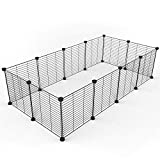 Tespo Pet Playpen, Small Animal Cage Indoor Portable Metal Wire yd Fence for Small Animals, Guinea Pigs, Rabbits Kennel Crate Fence Tent, Black, (12Panels)