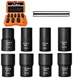 XEWEA 9PCS Bolt Nut Extractor Set, 1/2" Drive Impact Lug Nut Remover Socket Tool, Wheel Lock Removal Kit, Easy Out Bolt Extractor Set for Damaged, Frozen, Rusted, Rounded-Off Bolts Nuts & Screws