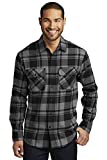 Port Authority Men's Plaid Flannel Shirt, Grey/Black, X-Large