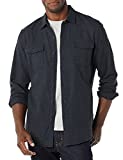 Amazon Essentials Men's Slim-fit Long-Sleeve Solid Flannel Shirt, Black, Large
