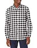 Amazon Essentials Men's Slim-Fit Long-Sleeve Flannel Shirt, Black Buffalo, Large