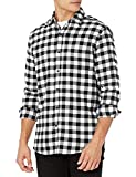 Amazon Essentials Men's Regular-Fit Long-Sleeve Flannel Shirt, Black Buffalo Plaid, XX-Large