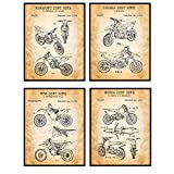 Motorcycle Dirt Bike Patent Art Prints - Vintage Wall Art Poster Set - Chic Rustic Home Decor for Man Cave, Boys, Kids, Teens Room, Office, Garage, Den - Gift for Dirtbike Fans - 8x10 Photo - Unframed