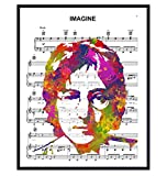 John Lennon Poster - 8x10 Beatles Wall Art Decor - Cool Unique Gift for Paul McCartney, Ringo Starr, George Harrison, 60s Music Fans - Imagine Sheet Music - Modern Pop Art Picture Print