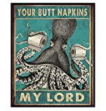 Octopus Nautical Bathroom Decor - Butt Napkins - Beach Bathroom Decor - Bath Wall Decor - Funny Bathroom Decor - Guest Bathroom Decorations - Toilet Paper Wall Art - Restroom Sign - Powder Room Decor