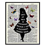 Alice in Wonderland Quote Dictionary Art Print - Upcycled Home Decor, Wall Art Poster - Unique Room Decorations for Bedroom, Office, Girls or Kids Room - Gift for Disney Fans - 8x10 Photo Unframed