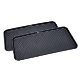 GREAT WORKING TOOLS Boot Trays Set of 2 Heavy Duty Shoe Trays All Season Pet Feeding Trays Snow Mat for Muddy Shoes Wet Boots - Black, 30" x 15" x 1.2"
