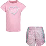 Nike Little Girls' Dri-FIT Pixel T-Shirt and Shorts 2 Piece Set (Tropical Twist(26H451-F1P)/Pink, 4 Little Kids)