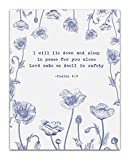 Psalms 4:8"I Will Lie Down and Sleep in Peace." Bible Verse Wall Print- Unframed 11 x 14 Print - Inspirational Gift for Family & Friends