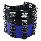 EOEXN 4 Pack Half Moon Tambourine for Adults Tamborines Musical Instrument Percussion Instruments Tambourine Double Row Plastic Music Rhythm Tambourine for KTV Party2 Black, 2 Blue