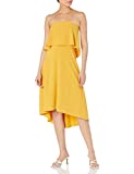 Halston Heritage Women's Strapless HI-LO Flounce Dress, Marigold, 8