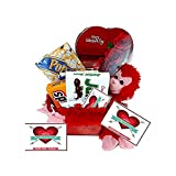 Valentines Day Movie Night Gift Basket ~ Includes a Box of Chocolates, Popcorn, Concession Stand Candy, a Stuffed Hanging Monkey and 2 Free Redbox Movie Rentals