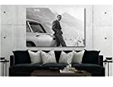 JAMES BOND - ASTON MARTIN - SEAN CONNERY CANVAS WALL ART PRINT (18in x 24in FRAMED)