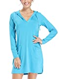 Willit Women's UPF 50+ Cover-Up Dress SPF Long Sleeve Shirt Dress Sun Protection Hiking Beach Blue L