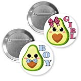 Avocado Theme Boy Girl Gender Reveal Decorations Baby Shower Party Favors Pin Back Buttons 1-3/4"